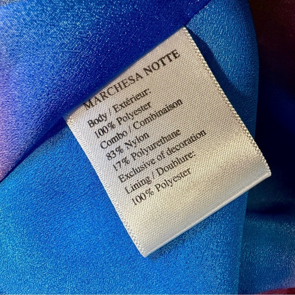 Marchesa Notte ‘Bow Printed Strapless Dress’ in Rainbow Multicolor Watercolor 4 - Picture 7 of 16